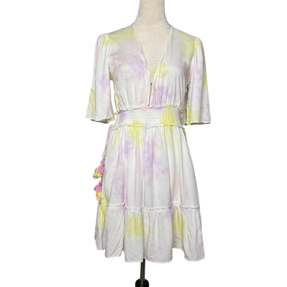 SAYLOR Dresses & Skirts - Saylor Maurie Tie-Dyed Tassel Mini Dress Small